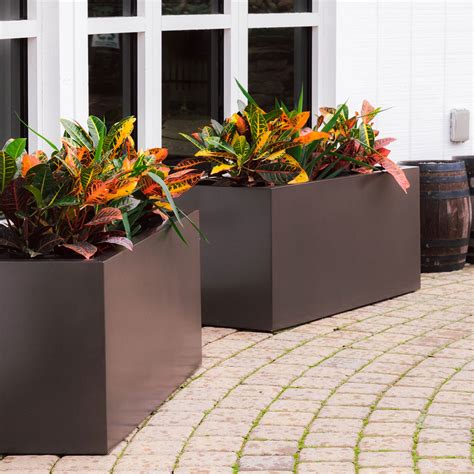 decorative metal planter boxes|modern rectangular planter box.